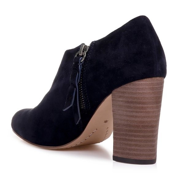 Genuine Suede Side Cutout Block Heel Ankle Bootie - Picture 2 of 2
